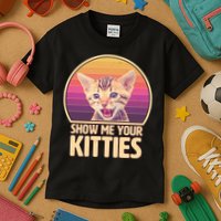 Retro Show Me Your Kitties Funny Meme Kids T-Shirt