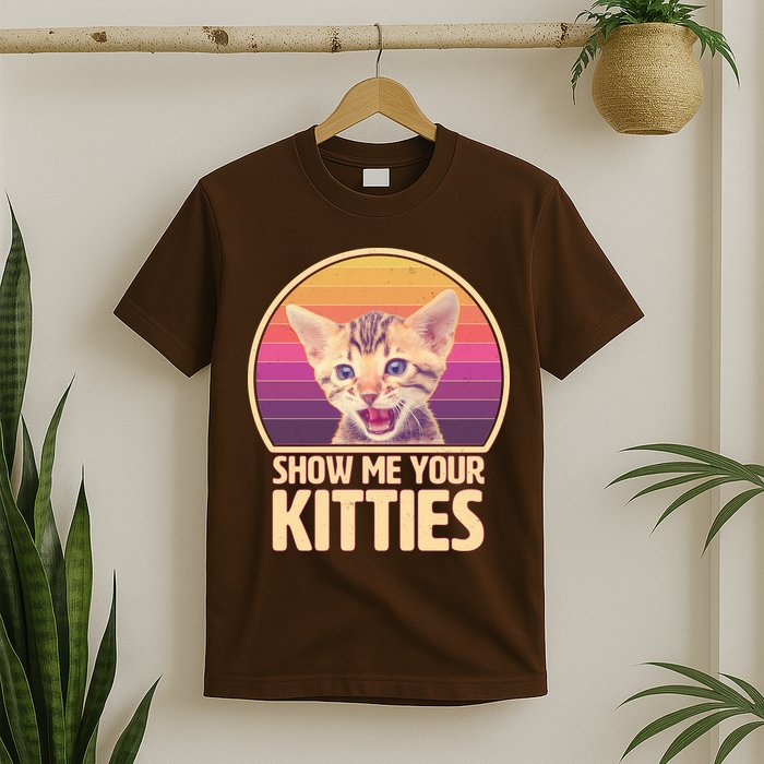Retro Show Me Your Kitties Funny Meme T-Shirt