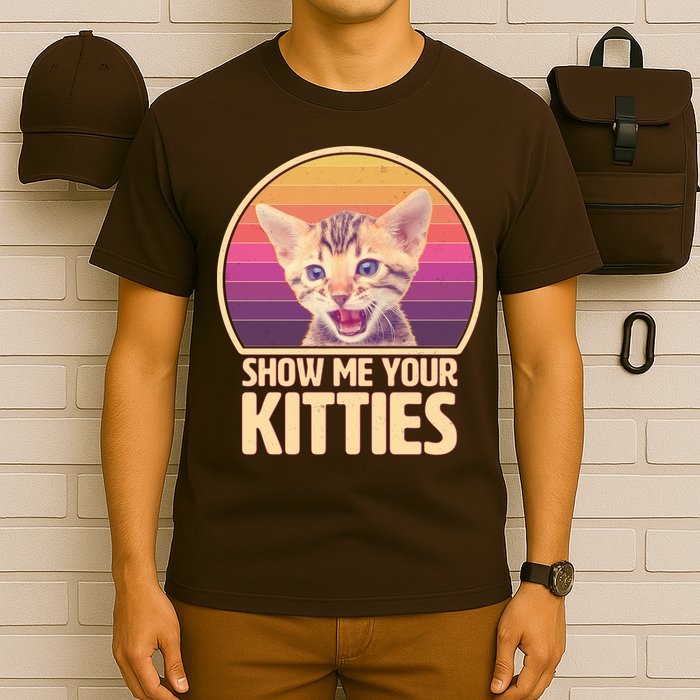 Retro Show Me Your Kitties Funny Meme T-Shirt