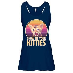 Retro Show Me Your Kitties Funny Meme Ladies Essential Flowy Tank