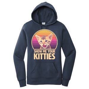 Retro Show Me Your Kitties Funny Meme Women's Pullover Hoodie