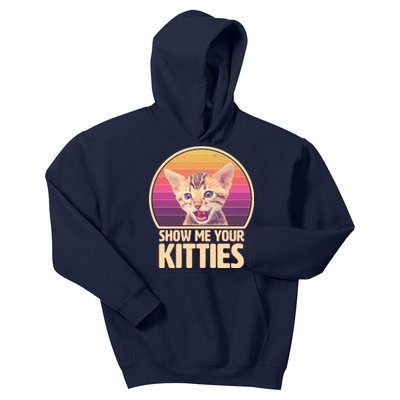 Retro Show Me Your Kitties Funny Meme Kids Hoodie