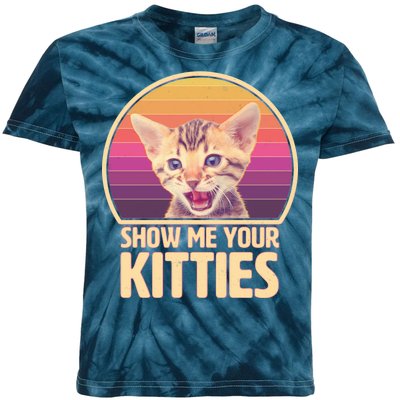 Retro Show Me Your Kitties Funny Meme Kids Tie-Dye T-Shirt