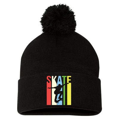 Retro Skate Logo Pom Pom 12in Knit Beanie