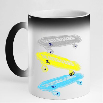 Retro Skateboards 11oz Black Color Changing Mug