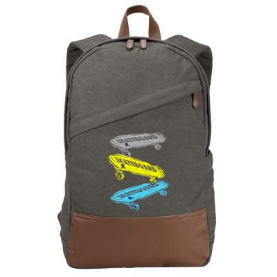 Retro Skateboards Cotton Canvas Backpack