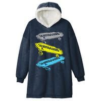 Retro Skateboards Hooded Wearable Blanket