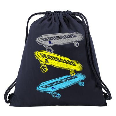 Retro Skateboards Drawstring Bag