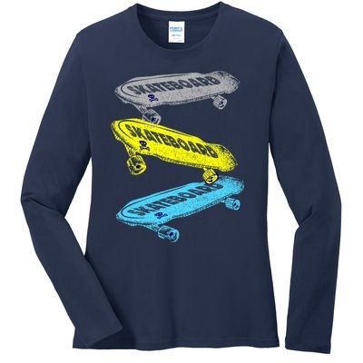 Retro Skateboards Ladies Long Sleeve Shirt