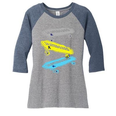 Retro Skateboards Women's Tri-Blend 3/4-Sleeve Raglan Shirt