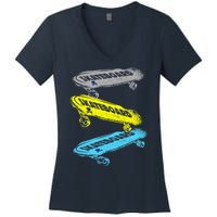 Retro Skateboards Women's V-Neck T-Shirt