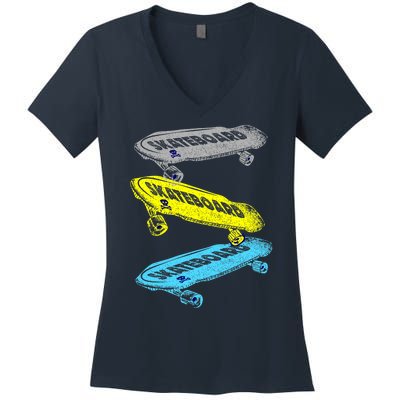 Retro Skateboards Women's V-Neck T-Shirt