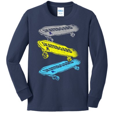 Retro Skateboards Kids Long Sleeve Shirt