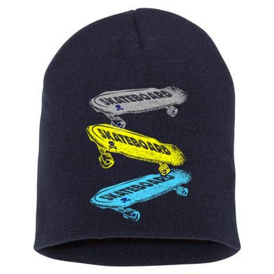 Retro Skateboards Short Acrylic Beanie