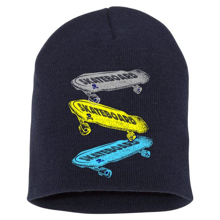 Retro Skateboards Short Acrylic Beanie