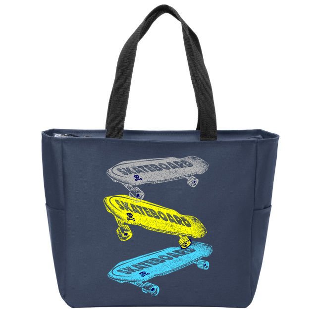 Retro Skateboards Zip Tote Bag