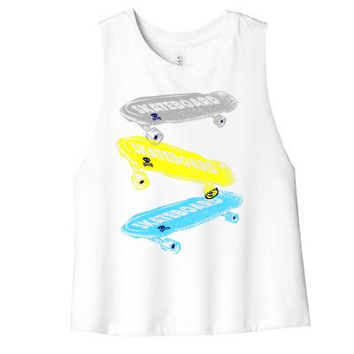 Retro Skateboards Women's Racerback Cropped Tank