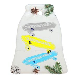 Retro Skateboards Ceramic Bell Ornament