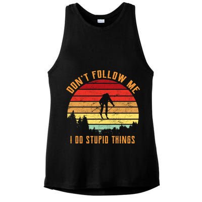 Retro Skiing Don't Follow Me I Do Stupid Things Ladies PosiCharge Tri-Blend Wicking Tank