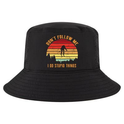 Retro Skiing Don't Follow Me I Do Stupid Things Cool Comfort Performance Bucket Hat