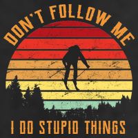 Retro Skiing Don't Follow Me I Do Stupid Things Garment-Dyed Fleece Hoodie