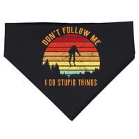 Retro Skiing Don't Follow Me I Do Stupid Things USA-Made Doggie Bandana