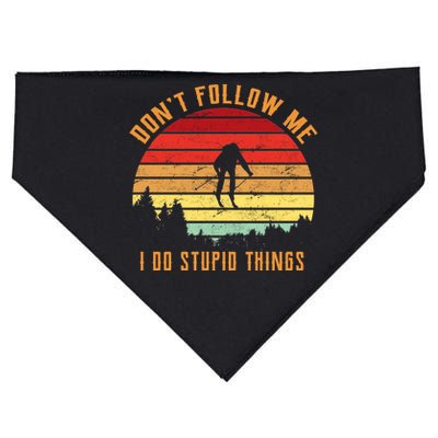 Retro Skiing Don't Follow Me I Do Stupid Things USA-Made Doggie Bandana