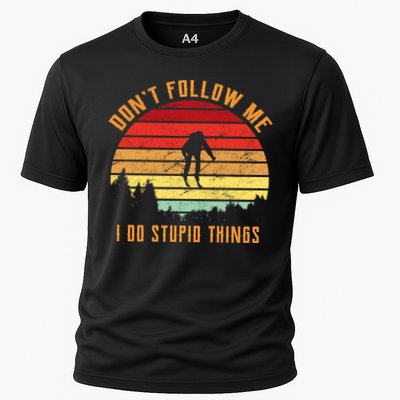 Retro Skiing Don't Follow Me I Do Stupid Things Performance Shirt