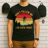 Retro Skiing Don't Follow Me I Do Stupid Things T-Shirt