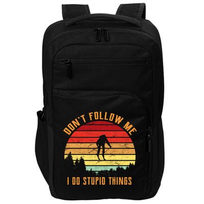 Retro Skiing Don't Follow Me I Do Stupid Things Impact Tech Backpack