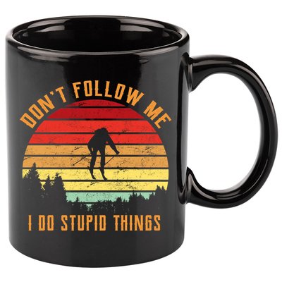 Retro Skiing Don't Follow Me I Do Stupid Things 11oz C Handle Ceramic Mug
