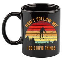 Retro Skiing Don't Follow Me I Do Stupid Things 11oz C Handle Ceramic Mug