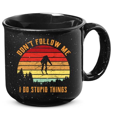 Retro Skiing Don't Follow Me I Do Stupid Things 15oz Campfire Ceramic Mug