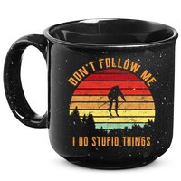 Retro Skiing Don't Follow Me I Do Stupid Things 15oz Campfire Ceramic Mug