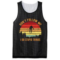 Retro Skiing Don't Follow Me I Do Stupid Things Mesh Reversible Basketball Jersey Tank