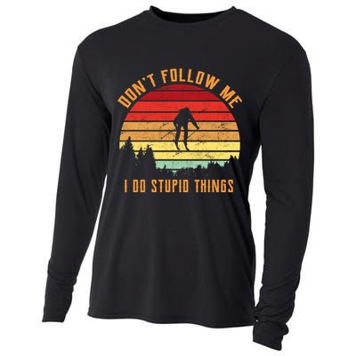 Retro Skiing Don't Follow Me I Do Stupid Things Cooling Performance Long Sleeve Crew