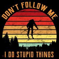 Retro Skiing Don't Follow Me I Do Stupid Things Sustainable Knit Beanie