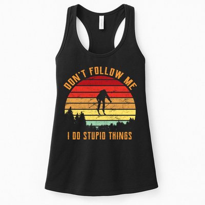 Retro Skiing Don't Follow Me I Do Stupid Things Womens Tank Top