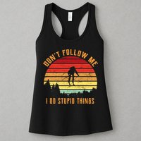Retro Skiing Don't Follow Me I Do Stupid Things Womens Tank Top