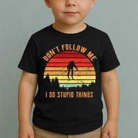 Retro Skiing Don't Follow Me I Do Stupid Things Toddler T-Shirt