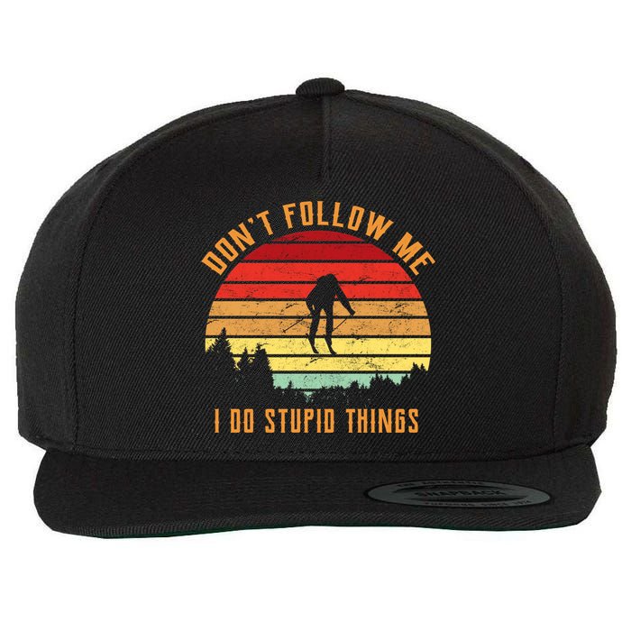 Retro Skiing Don't Follow Me I Do Stupid Things Wool Snapback Cap