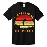 Retro Skiing Don't Follow Me I Do Stupid Things Kids T-Shirt