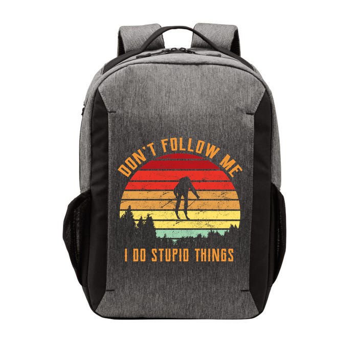 Retro Skiing Don't Follow Me I Do Stupid Things Vector Backpack