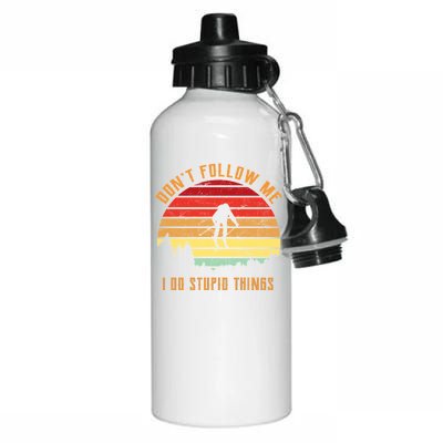 Retro Skiing Don't Follow Me I Do Stupid Things Aluminum Water Bottle