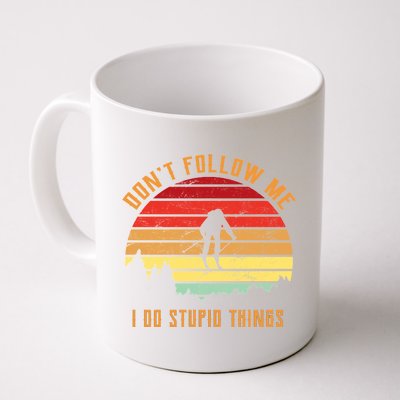 Retro Skiing Don't Follow Me I Do Stupid Things Coffee Mug