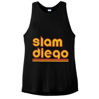 Retro Slam Diego Baseball San Fan Ladies PosiCharge Tri-Blend Wicking Tank