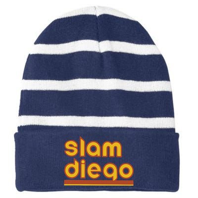 Retro Slam Diego Baseball San Fan Striped Beanie with Solid Band