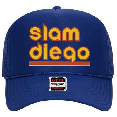 Retro Slam Diego Baseball San Fan High Crown Mesh Back Trucker Hat