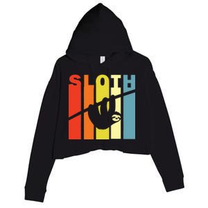 Retro Sloth Crop Fleece Hoodie