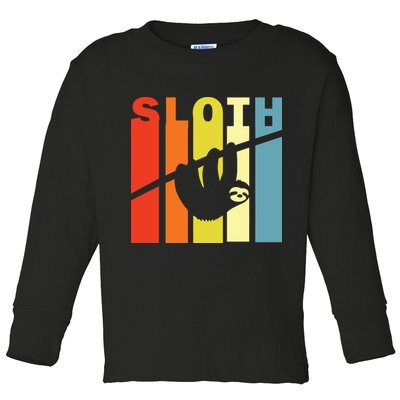 Retro Sloth Toddler Long Sleeve Shirt